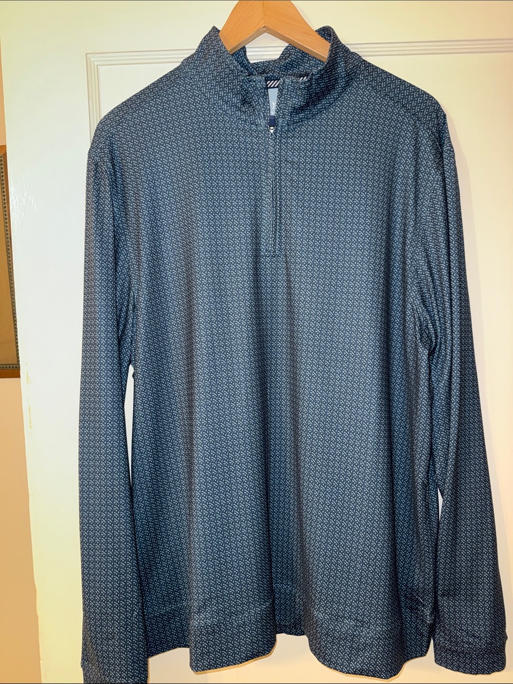 Southern Tide Men's Navy Patterned Quarter-Zip Pullover